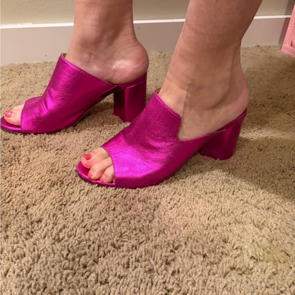 Seychelles Fuchsia Open-Toe Mules - Picture 2 of 8